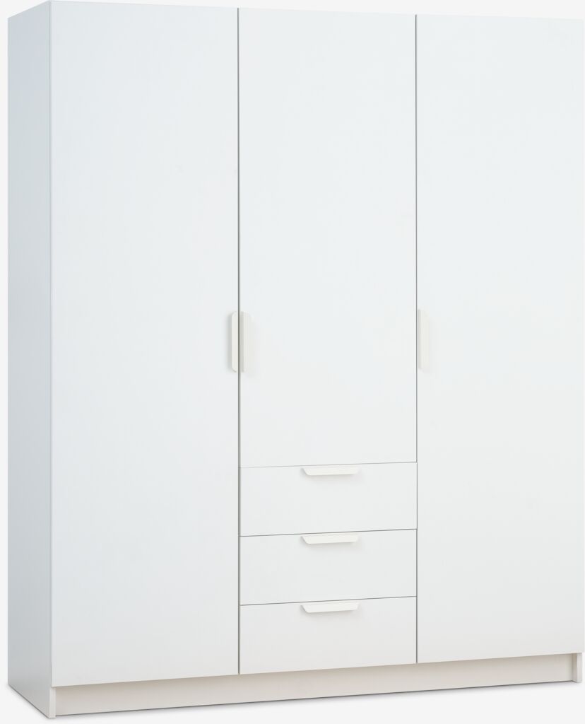 JENSLEV JENSLEV armário 144x176 3 portas 3 gavetas branco