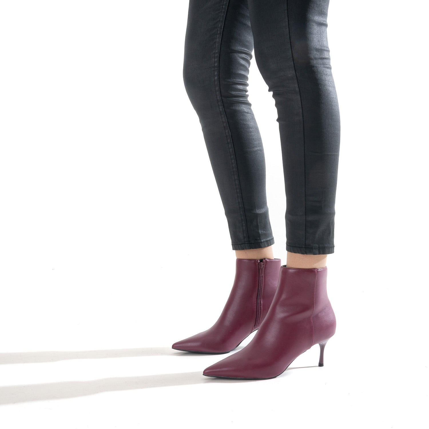 Boots TEXTO bordeaux pointu à talon aiguille