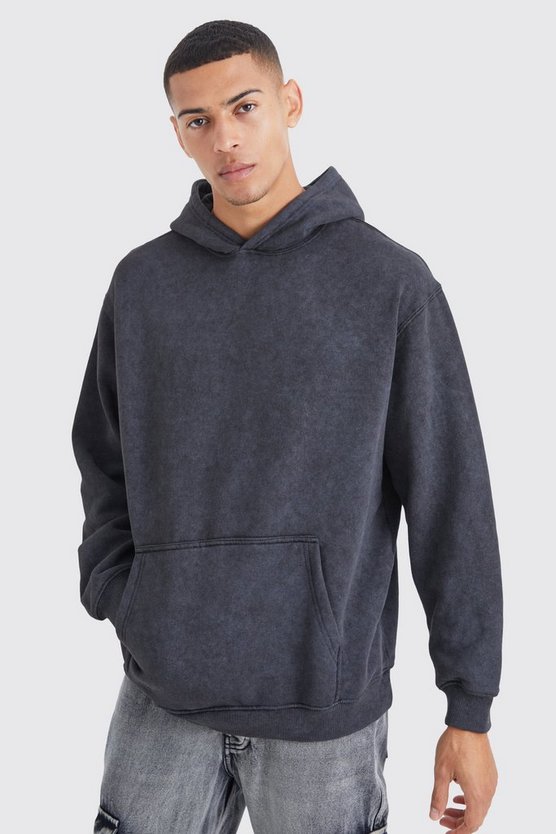 Oversize Hoodie mit Acid-Waschung und Print