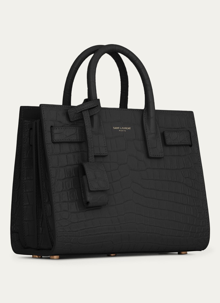 Saint Laurent Sac de Jour Nano-veske i kalveskinn med krokodilletekstur