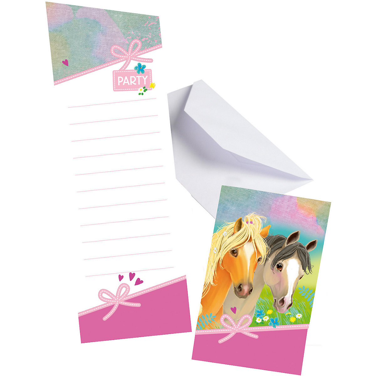 8 Pretty Pony Einladungskarten & Umschläge Papier 14,2 x 8 cm