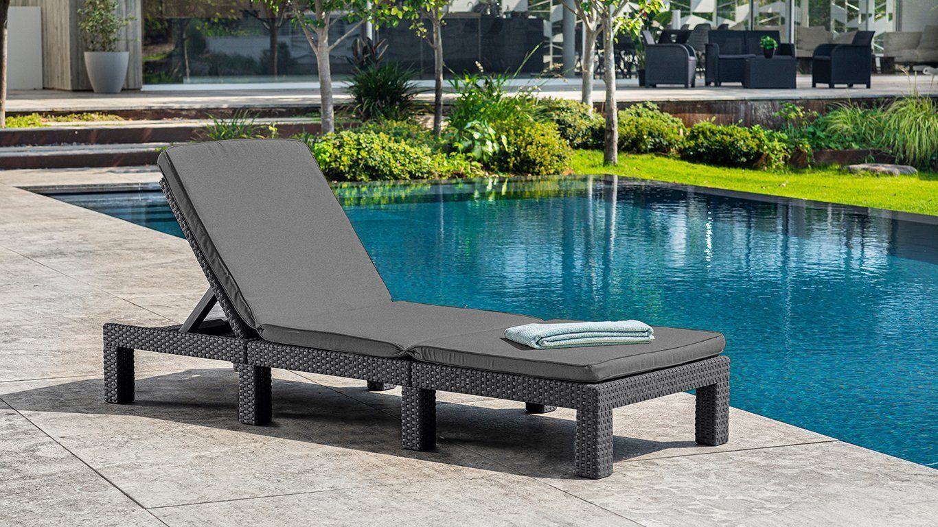 Allibert Gartenliege Allibert Sonnenliege Daytona (2er Pack) anthrazit - Wetterfest, Oudoor, in 4 Positionen verstellbar