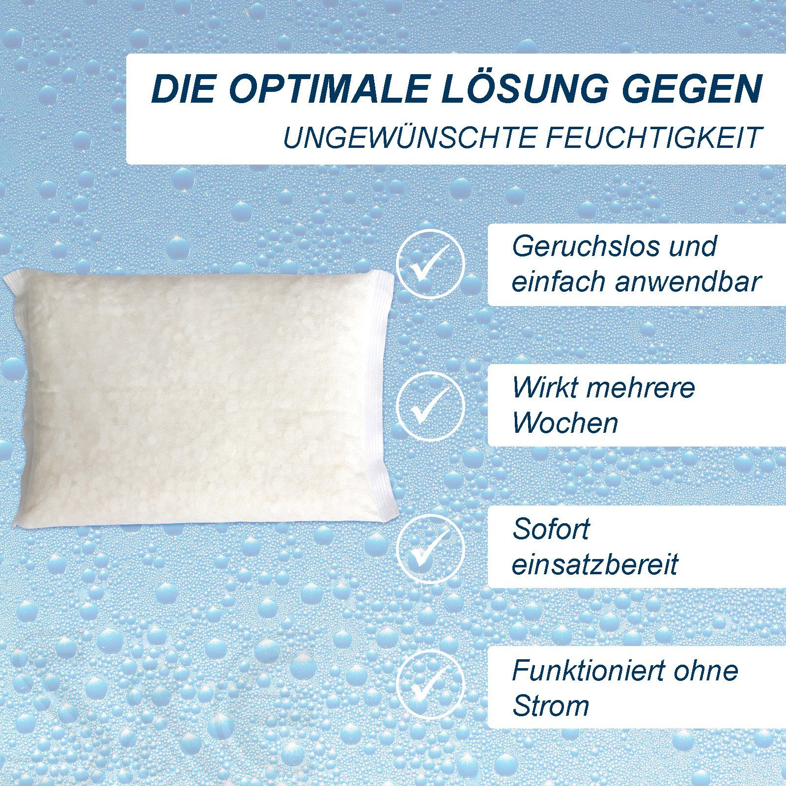 BlueCraft Luftentfeuchter Nachfüllpack 10x 600 g Raum Entfeuchter Granulat im Vliesbeutel, ohne Strom Nachfüller gegen Schimmel Schlafzimmer Wohnung