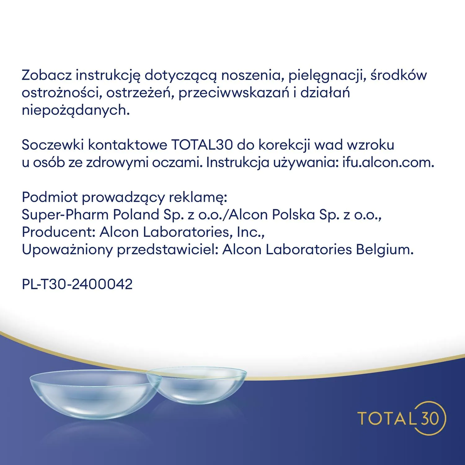 Total30 Esfera, Lentes de Contato Mensais, Grau -03,50