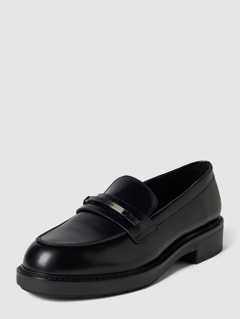 Penny-Loafer aus echtem Leder in schwarz