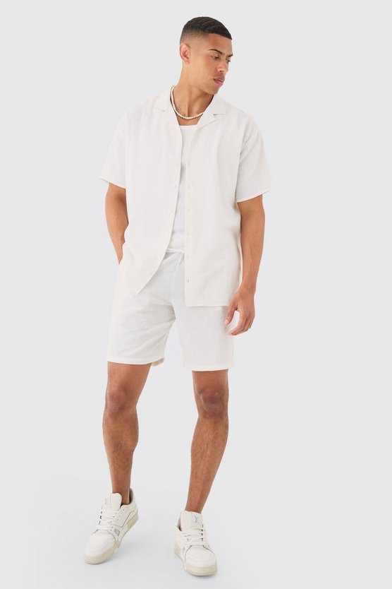 Oversize Hemd & Shorts in Leinenoptik