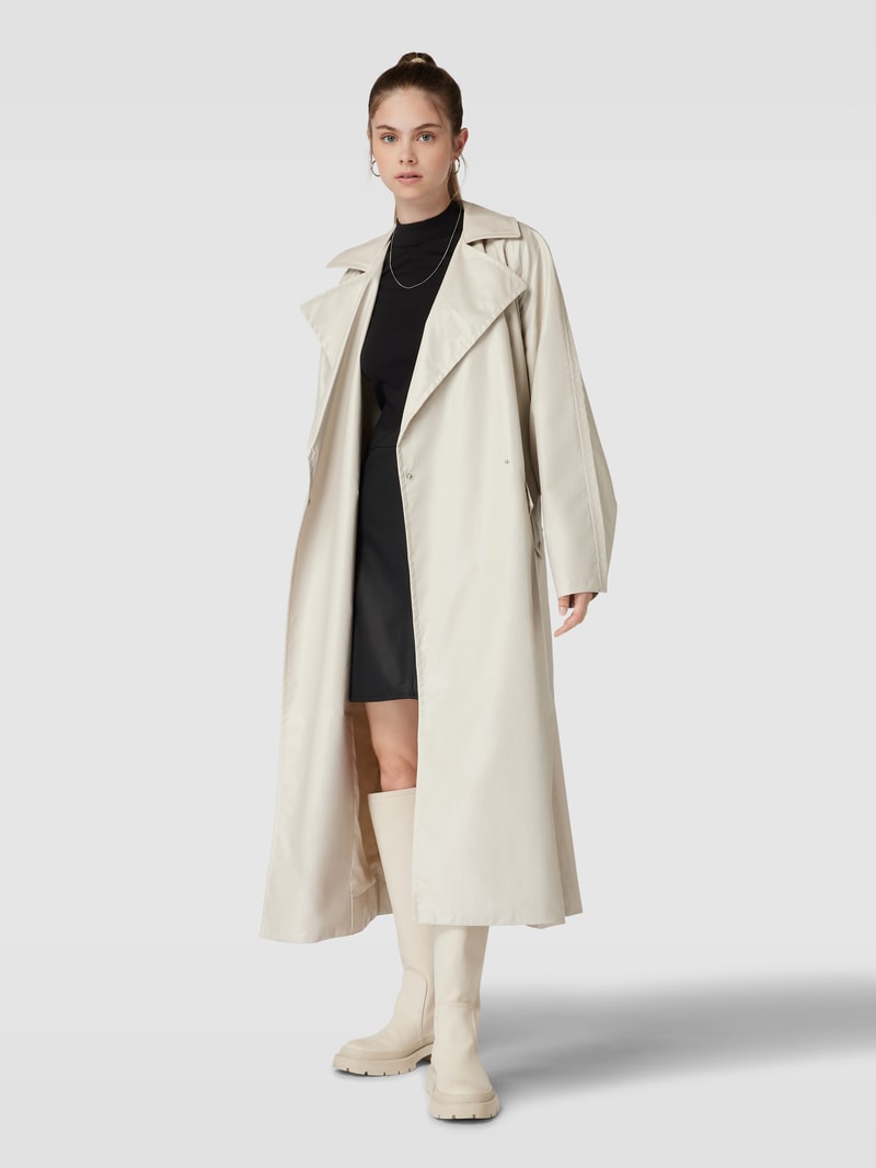 Trenchcoat mit Bindegürtel Modell 'GLOSSY' in beige