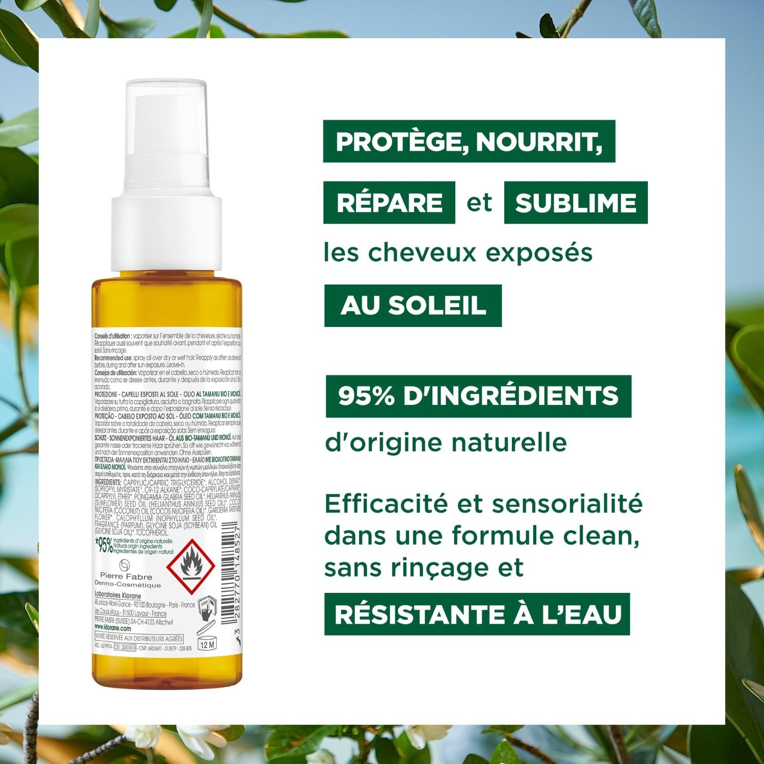 Aceite orgánico de tamanu y monoi de Klorane