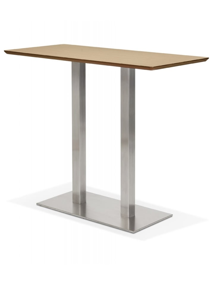 KADIMA DESIGN Stehtisch Holz Metall Kombination | Bar Tisch mit Naturholzplatte in Beige günstig kaufen
