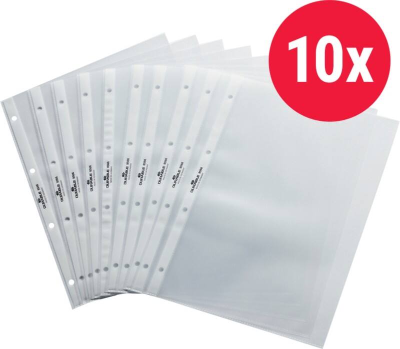 DURABLE ClearView Prospekthüllen DIN A4 Glatt Transparent 120 Mikron PP (Polypropylen) Öffnung Oben DB88204 10 Stück