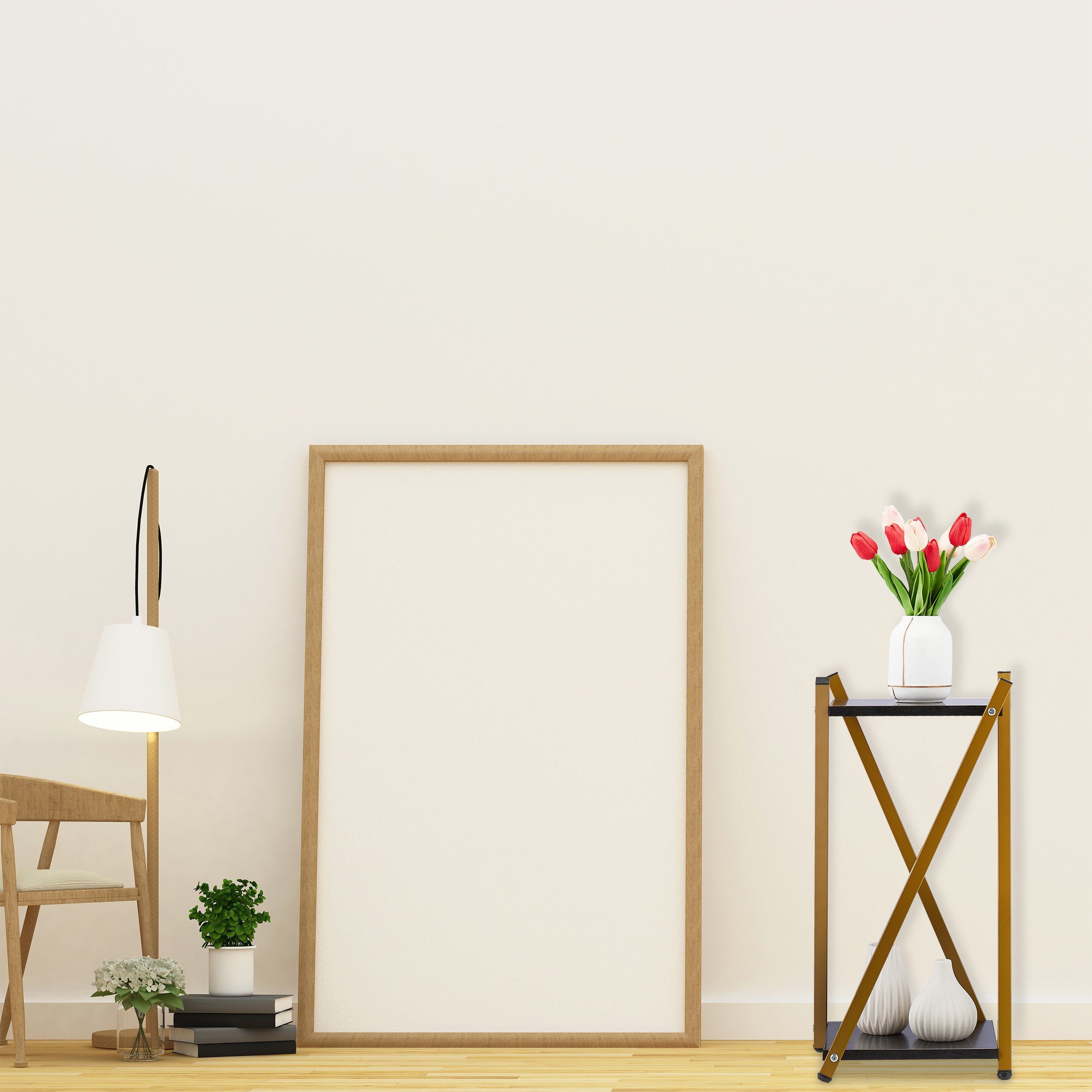 relaxdays Blumenhocker Blumenständer mit 2 Etagen Marmoroptik, Schwarz