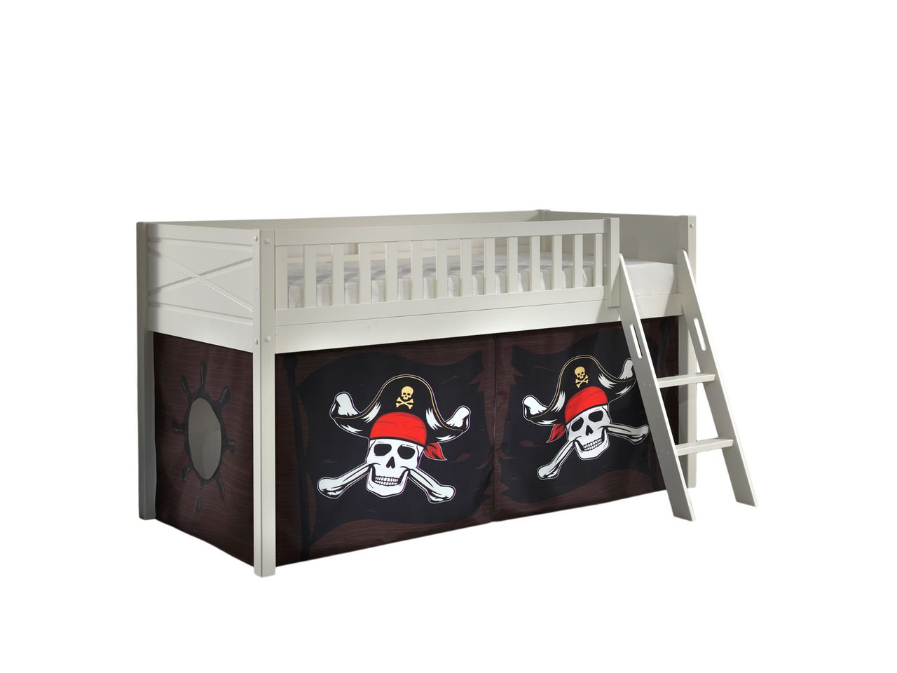 VIPACK Spielbett SCOTT, LF 90 x 200 cm, mit Rolllattenrost, Leiter und Textilset 