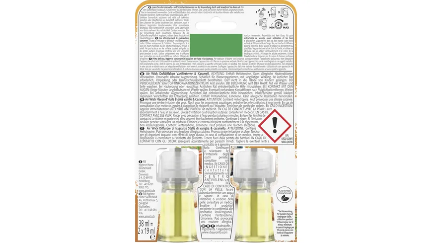 Air Wick Duft-Öl Flakon Nachfüller DUO Vanillesterne & Karamell 38 ml