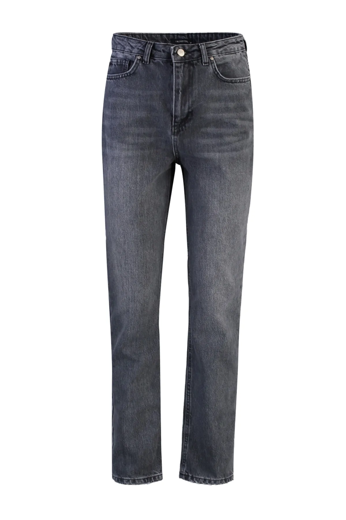 Trendyol Collection  Anthrazitfarbene Bootcut-Jeans mit hoher Taille TWOSS21JE0035