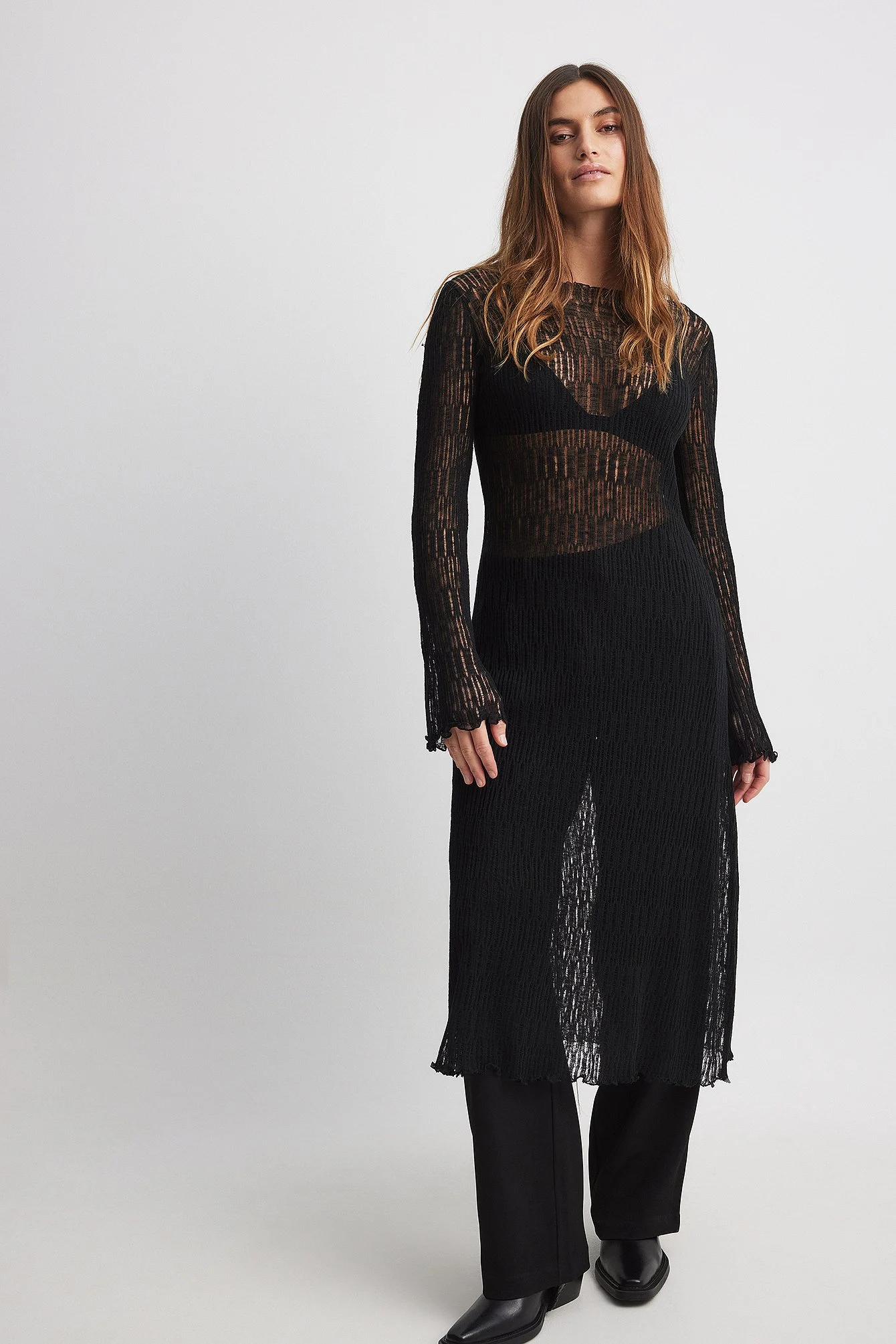 Midikleid mit ungenähtem Saum