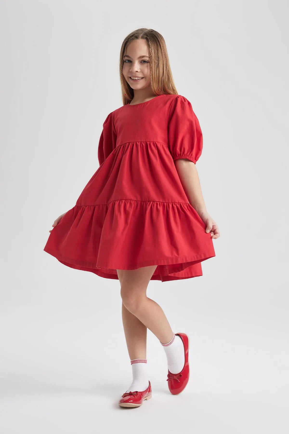 DeFacto  Kurzärmliges rotes Kleid für Mädchen B6927a824sm