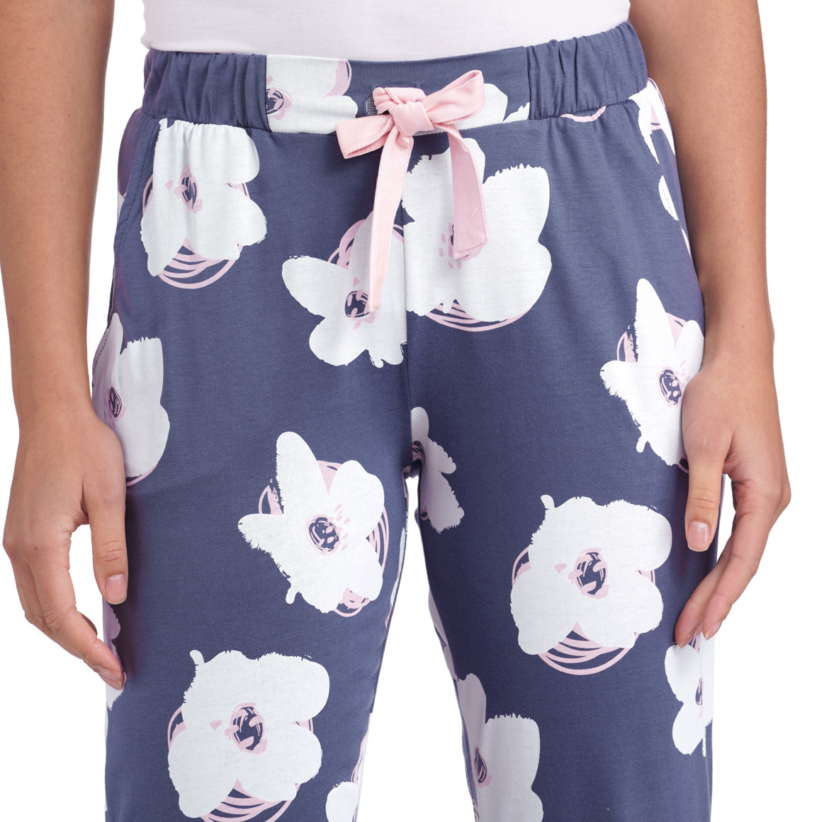 Damen Schlafhose mit großen Blumen-Motiven
