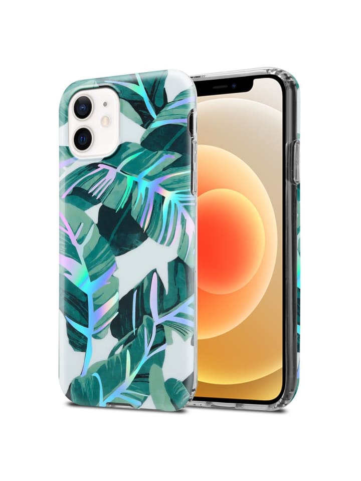cadorabo Hülle für Apple iPhone 12 / 12 PRO Blumen Muster in BANANENBLÄTTER günstig kaufen onesize