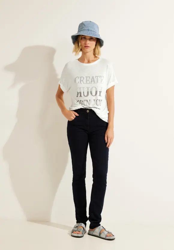 CECIL Shirt mit Steinchen Wording