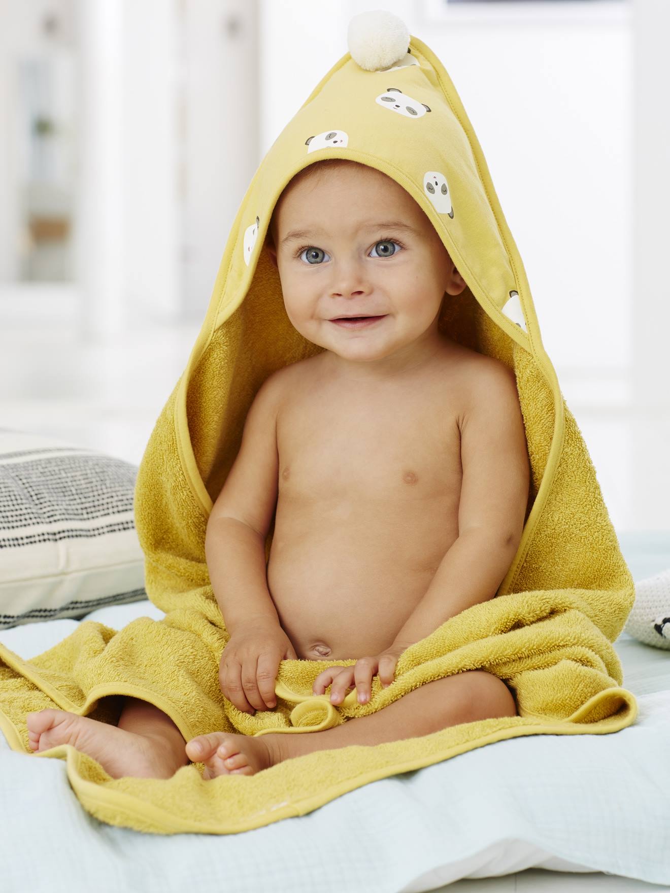 Cape de bain Panda vert sauge