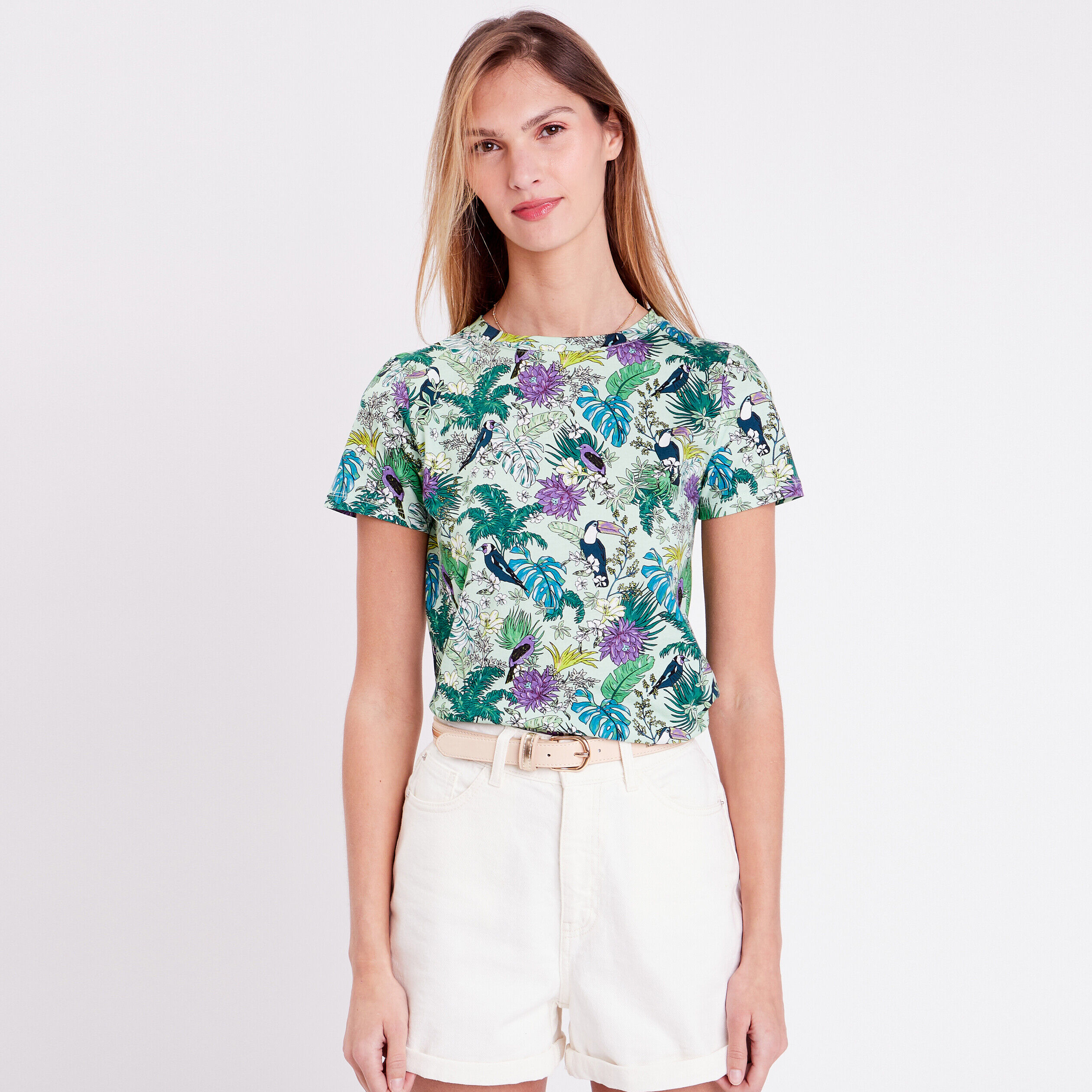 T-shirt manches courtes bleu femme | Cache Cache