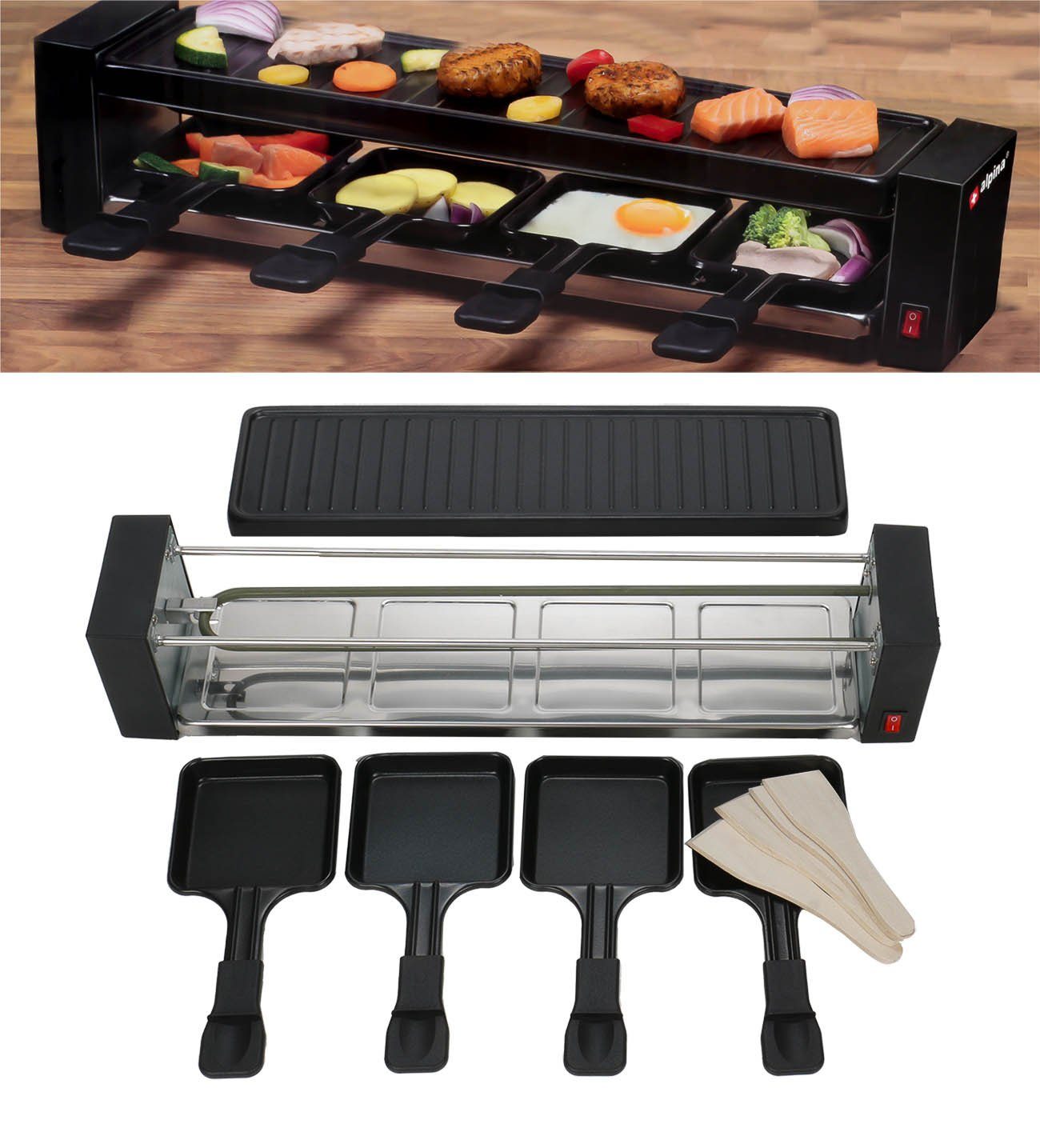 Bubble-Store Raclette Gourmet-Grill, Gourmet-Grill und Raclette für 4 Personen