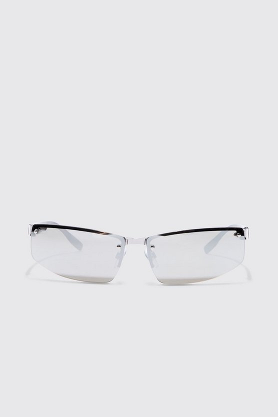 Schwarze rahmenlose eckige Sonnenbrille