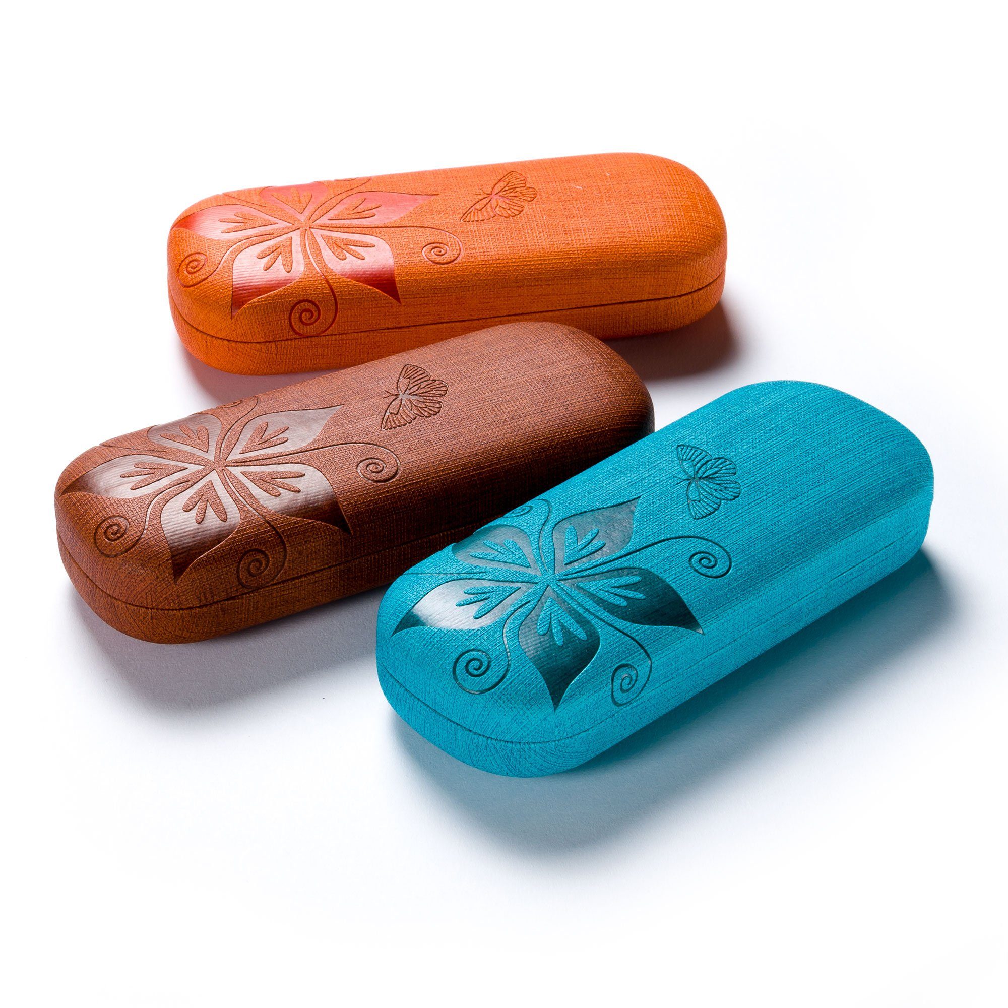 FEFI Brillenetui NATURE in geprägtem Blumen-Design (Hardcase), inklusive Mikrofasertuch