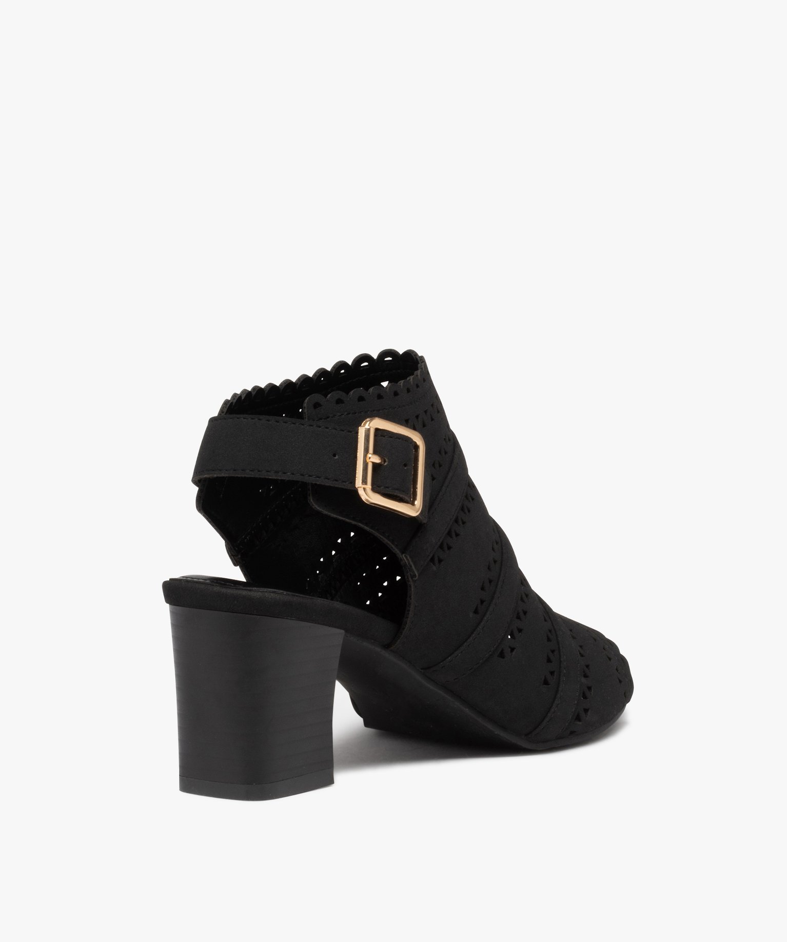 Sandales femme à talon dessus couvrant ajouré noir | GEMO