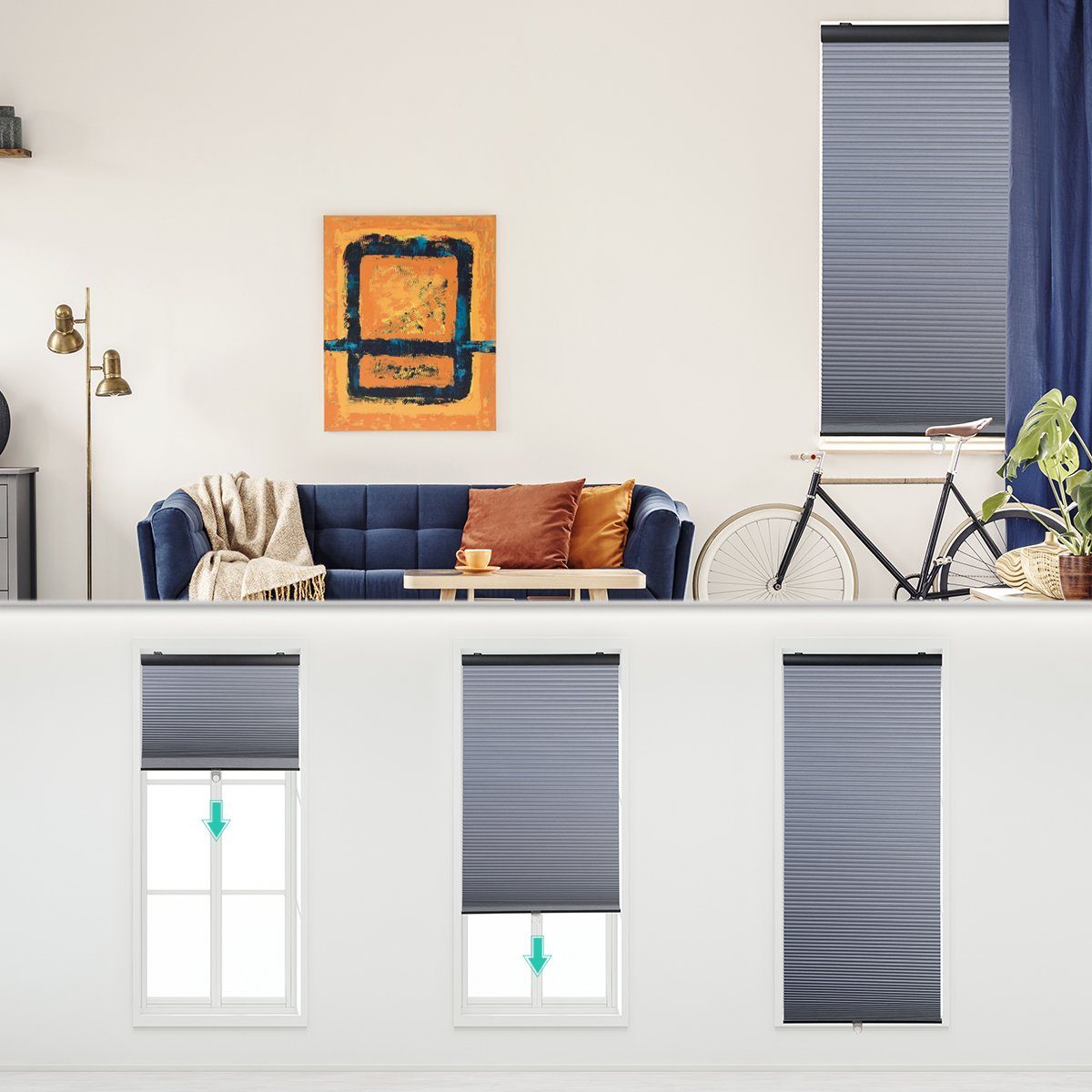 Verdunklungsrollo Wabenplissee mit Bohren Verdunkelung Rollo 100% verdunkelnd Blickdicht, Sekey, Bohren, verspanntauf, Kabelloses Design ist sicherer, Lichterschutz, Aluminiumschiene