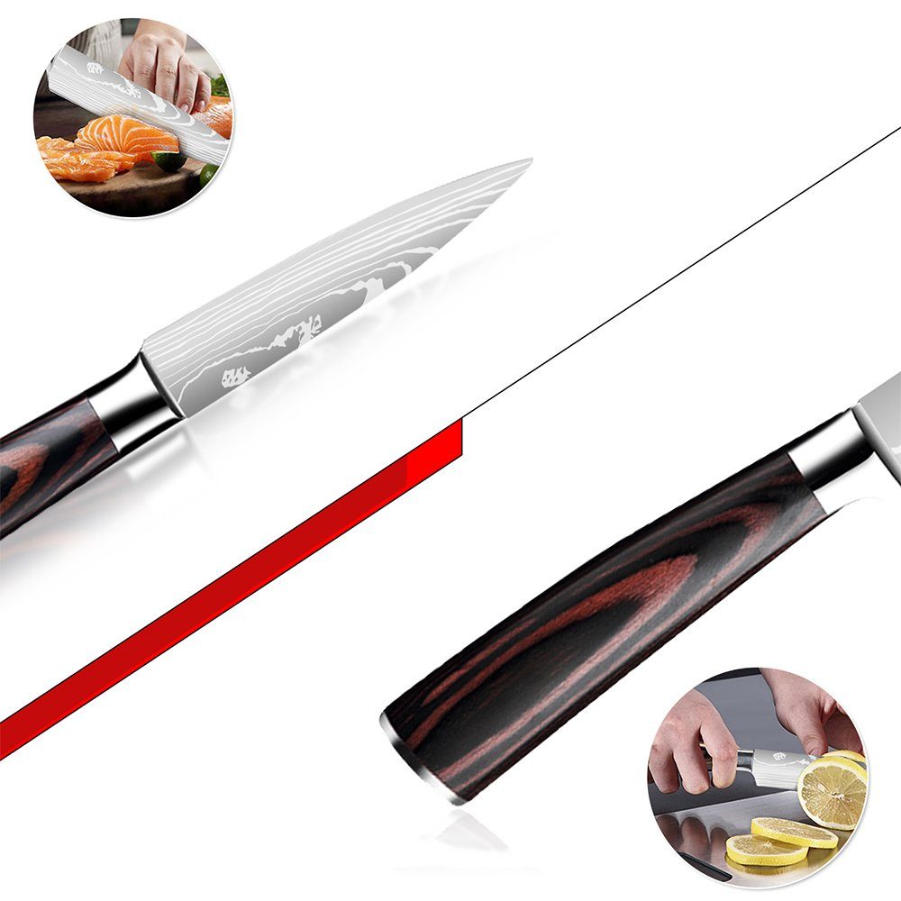 MDHAND Messer-Set Professionelles Küchenmesser (5-tlg), Mit Messerscheide