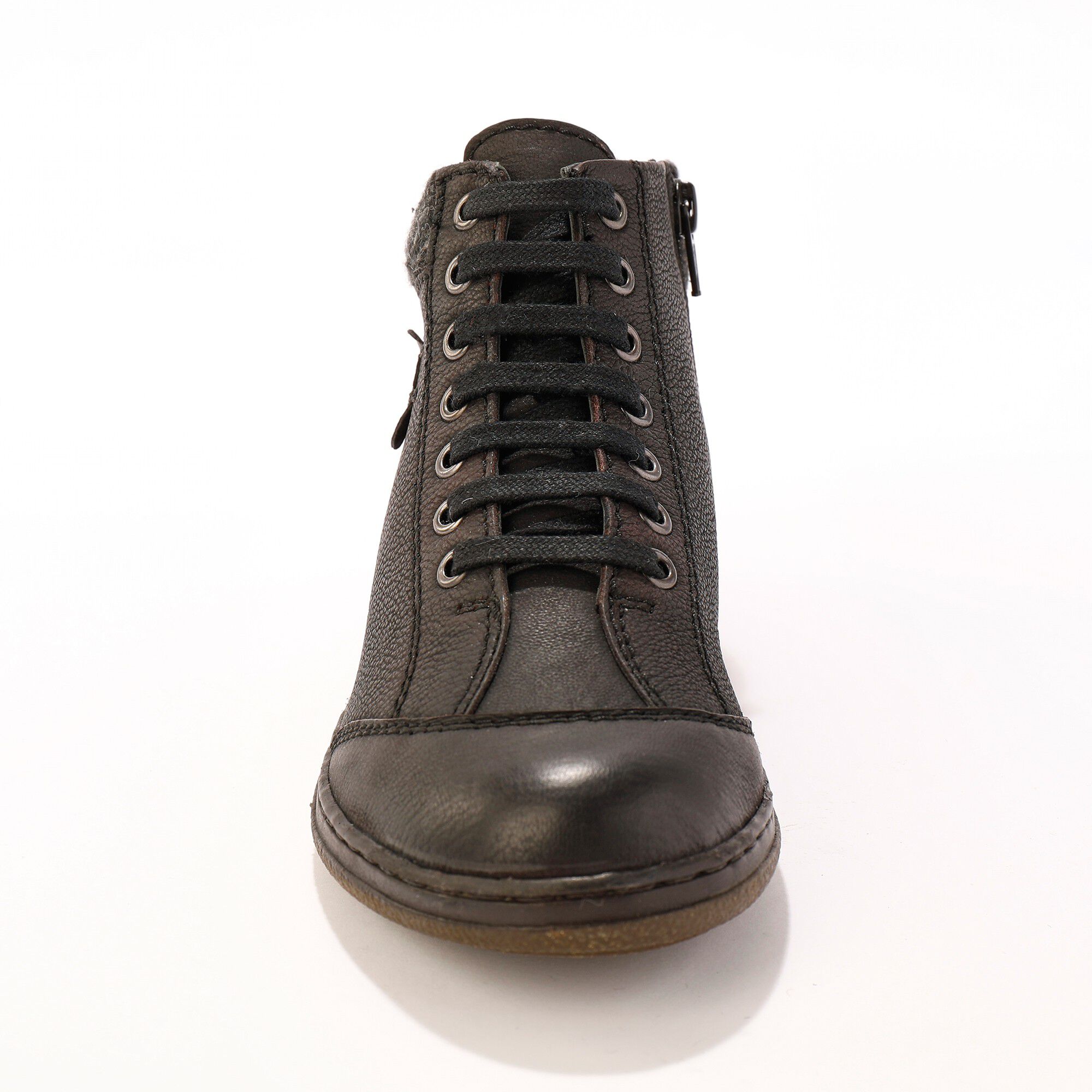 Boots détente lacées et zippées en cuir