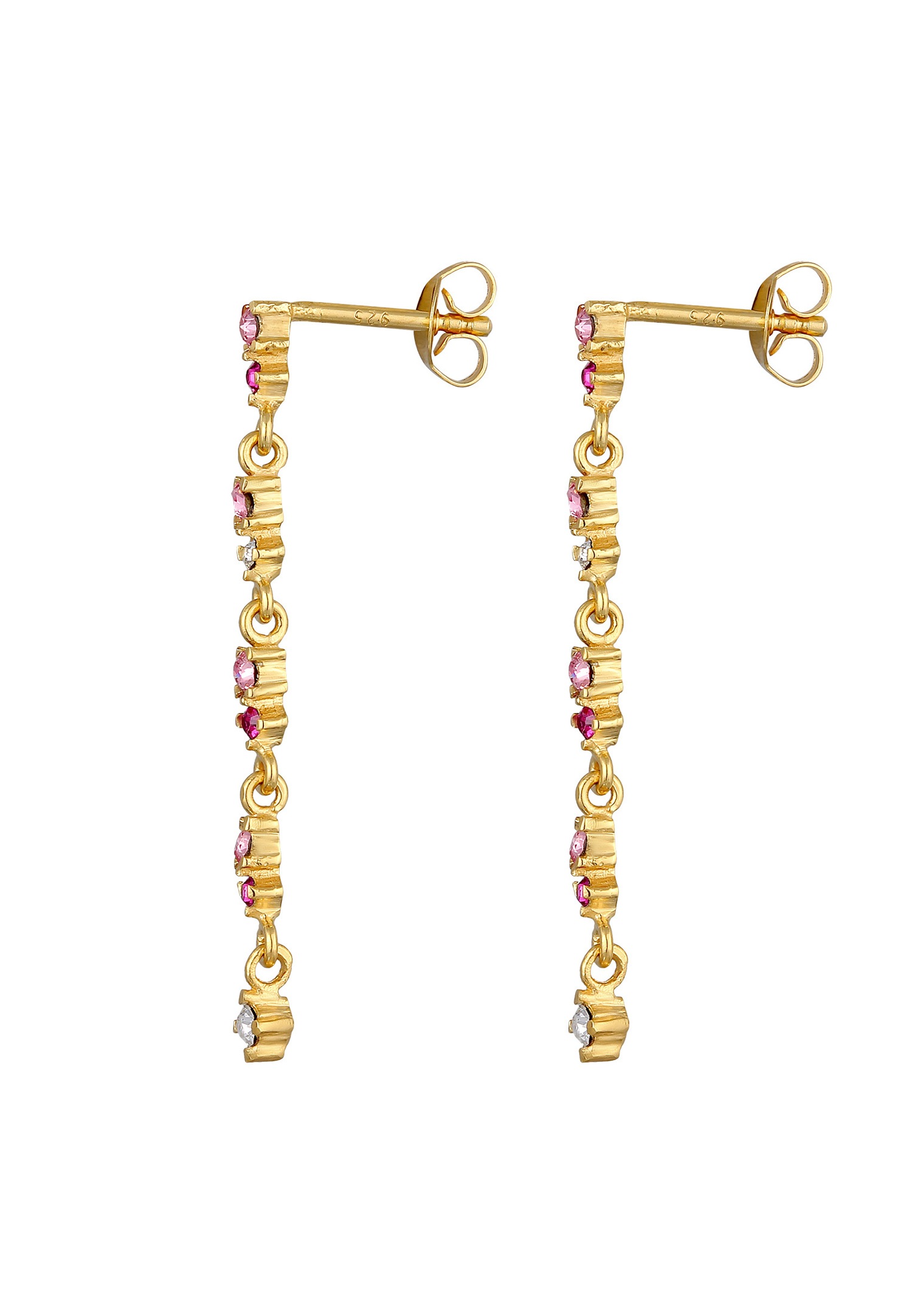 Orecchini pendenti da donna Elli con cristalli rosa scintillanti in argento sterling 925