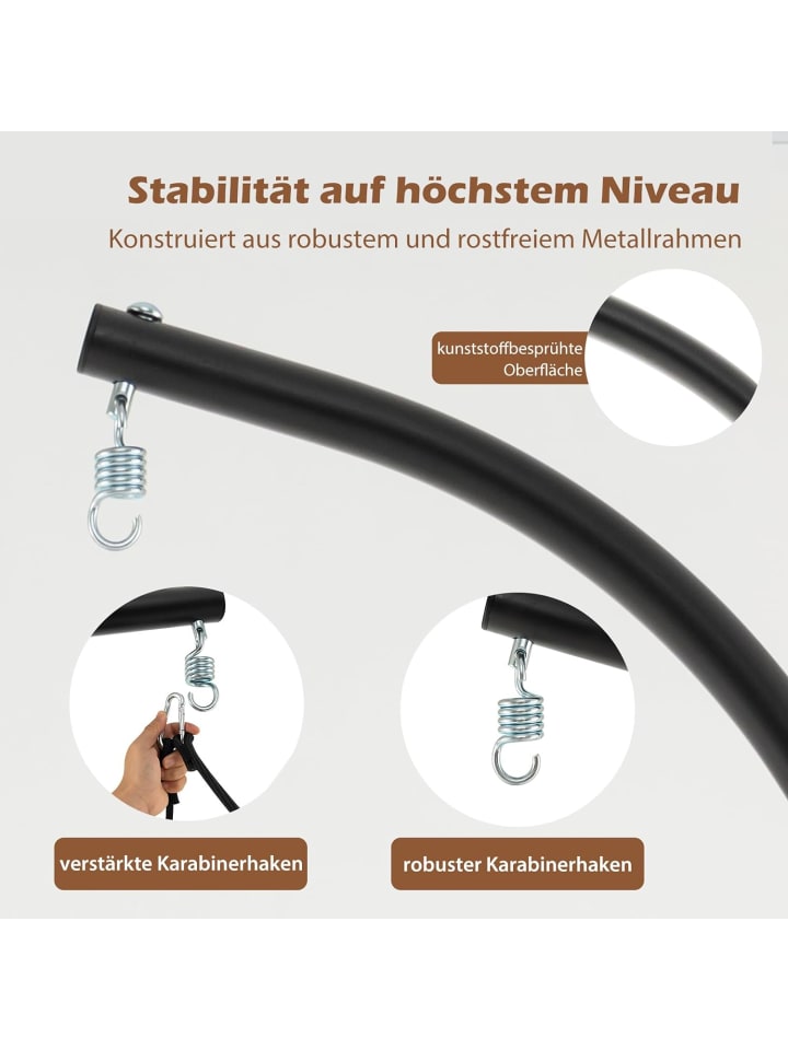COSTWAY Hängesessel mit Gestell & Aufhängegurt bis 150kg in Grau günstig kaufen onesize