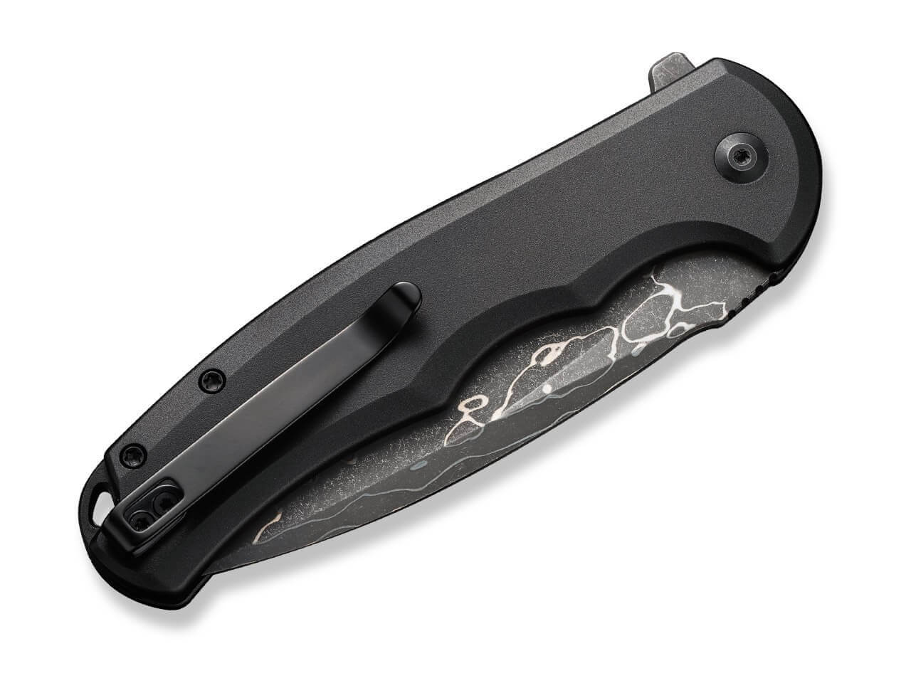 Button Lock Praxis Aluminum Black Damascus