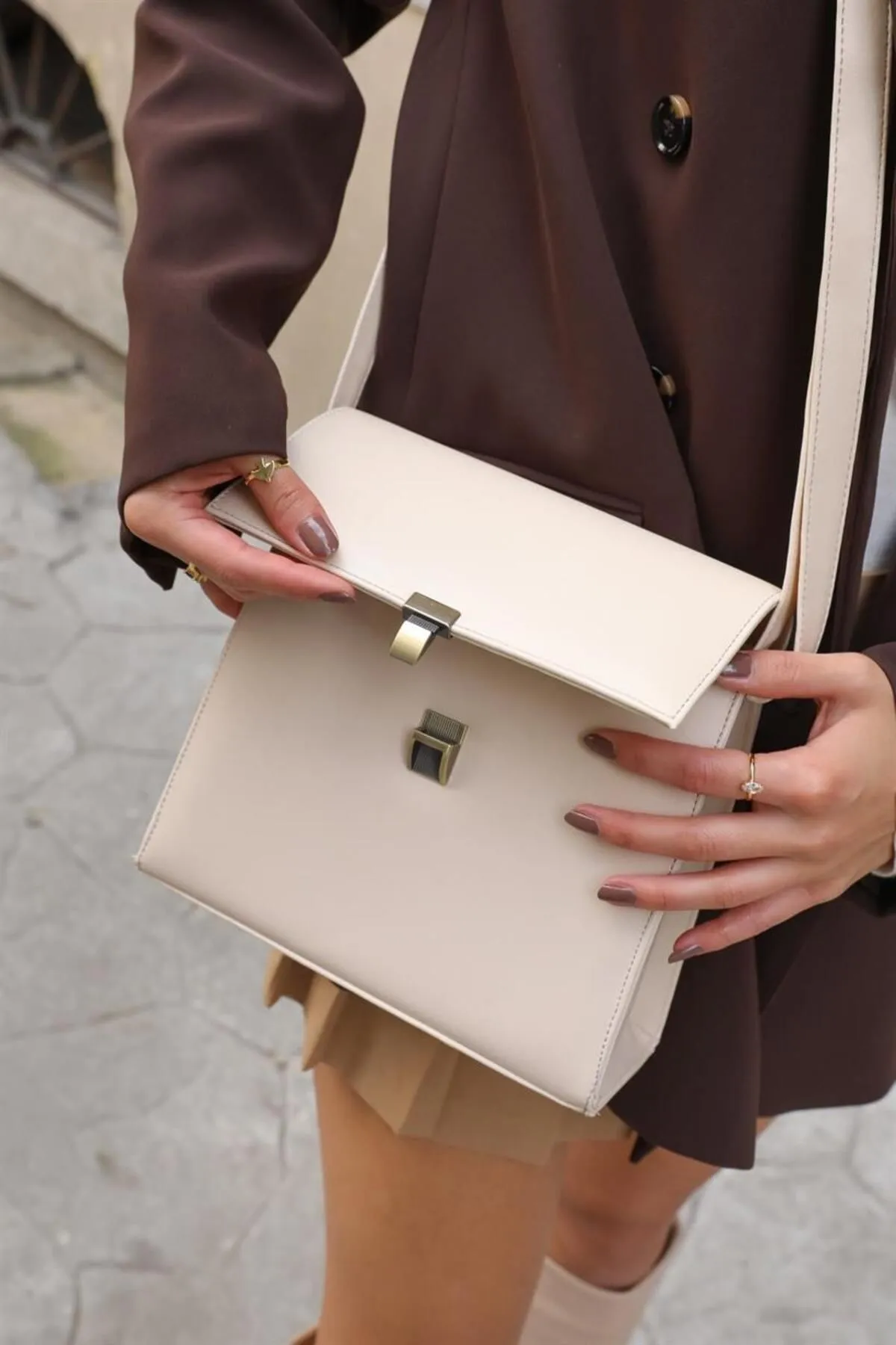 Madamra  Beige Damen-Design-Vintage-Tasche