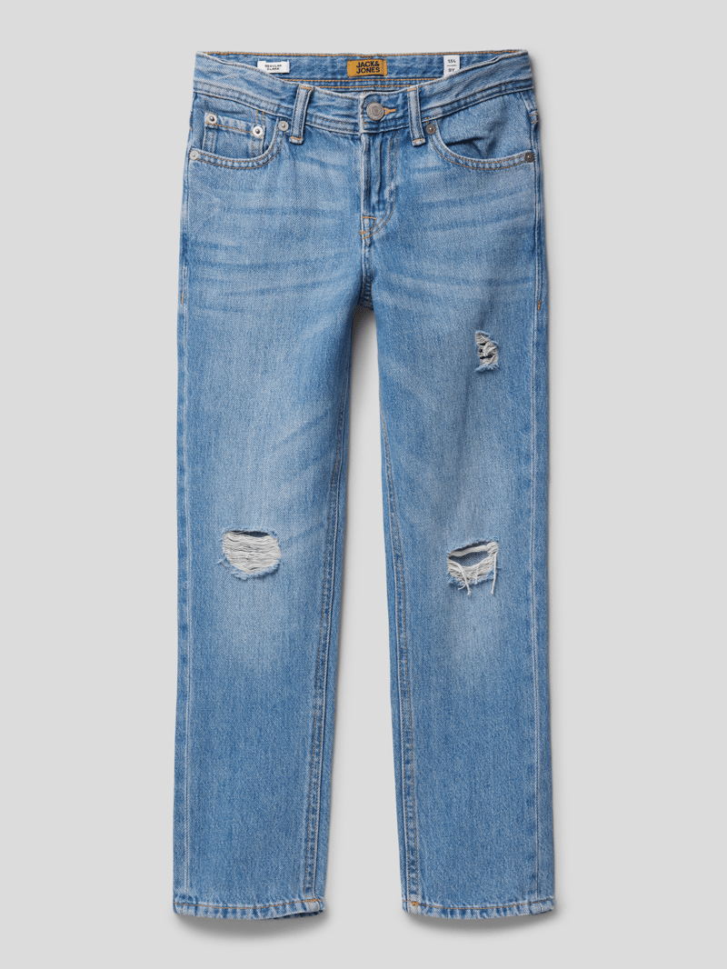 Regular Fit Jeans im Destroyed-Look in blau