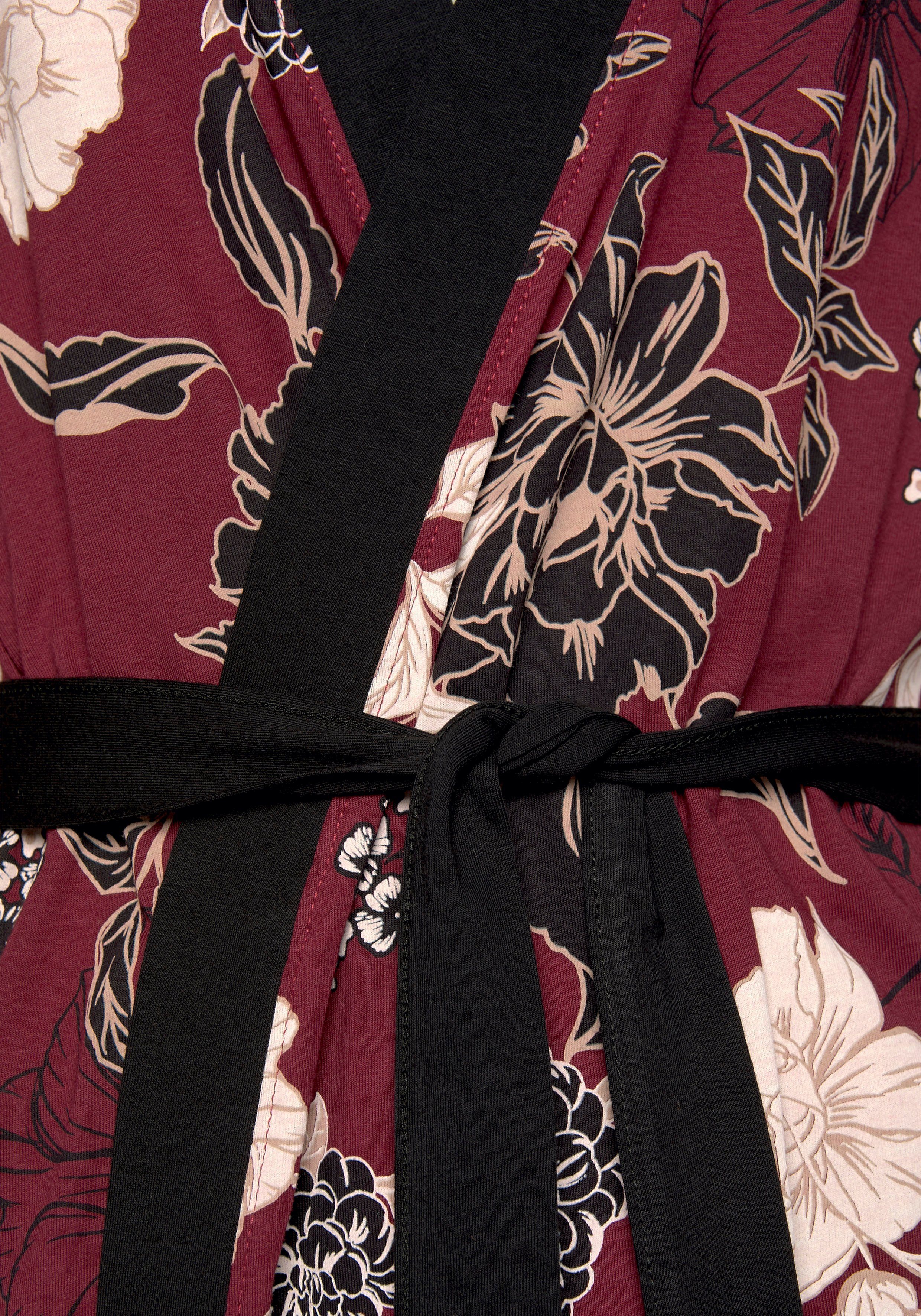 s.Oliver Kimono, Kurzform, Baumwoll-Mix, Gürtel, mit Blumen-Dessin