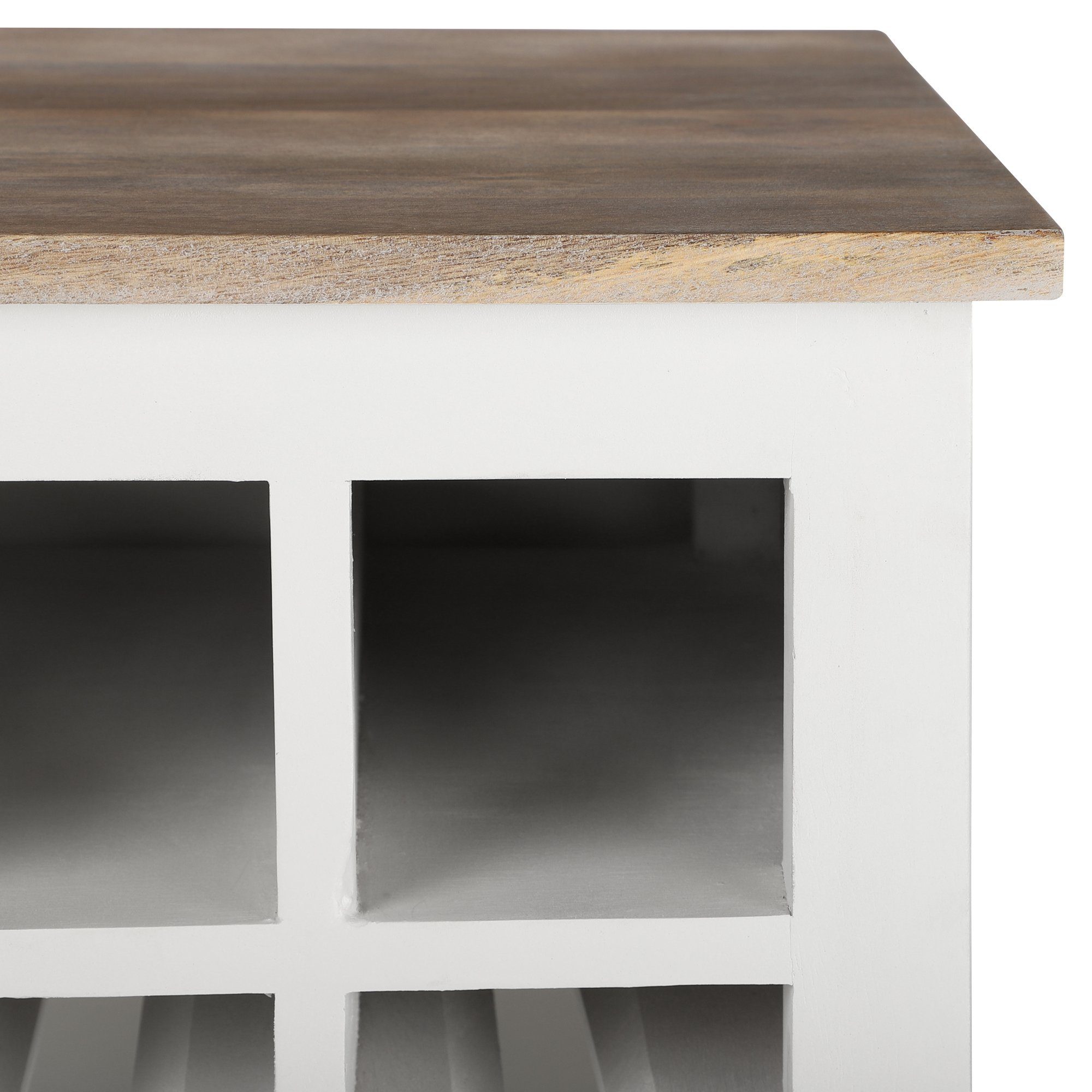 WOMO-DESIGN Weinregal Küchenschrank Peking Flaschenregal Weinständer Sideboard, Gläserhalterung 55x95x42cm Weiß/Holzoptik Unikat für 4 Flaschen