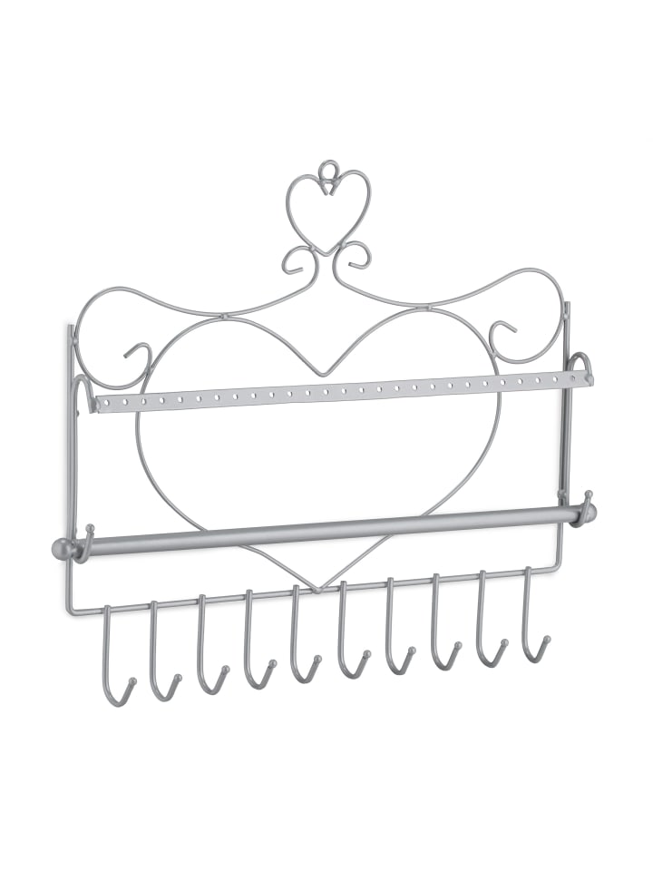 relaxdays Wand Schmuckhalter in Silber - (B)36,5x (H)30 x (T)3,5 cm günstig kaufen onesize