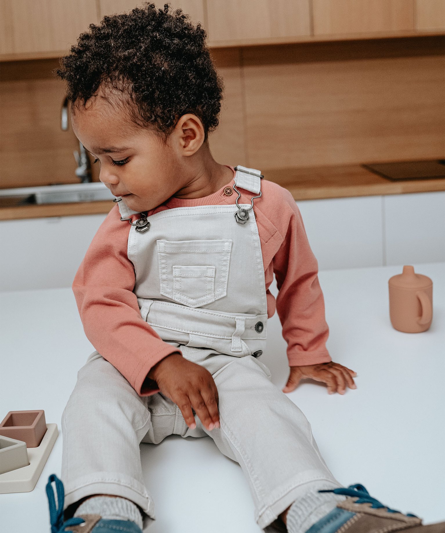 Salopette bébé Garçon en coton stretch beige | GEMO