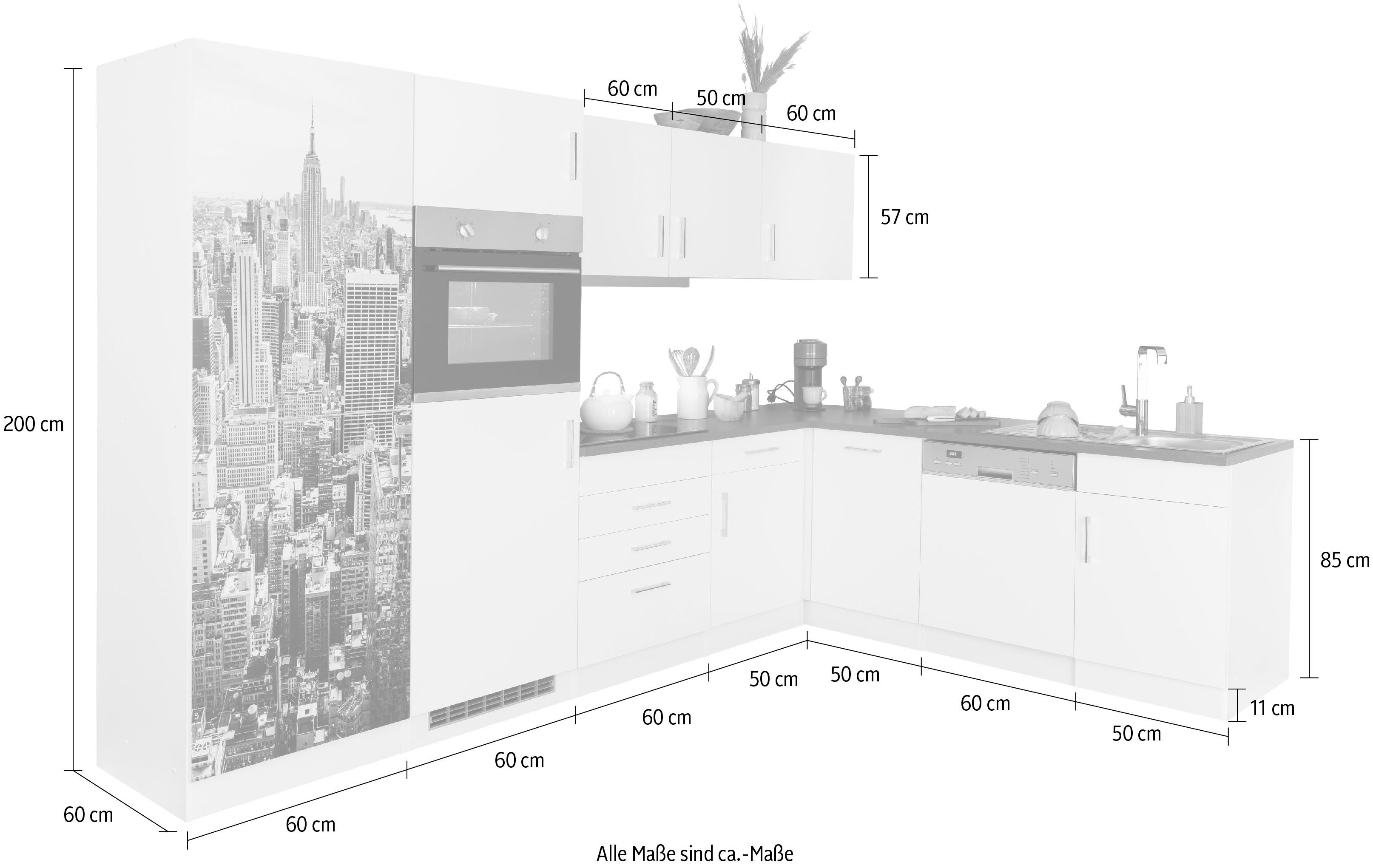 HELD MÖBEL Winkelküche Paris, Stellbreite 290/220 cm, wahlweise mit Induktionskochfeld