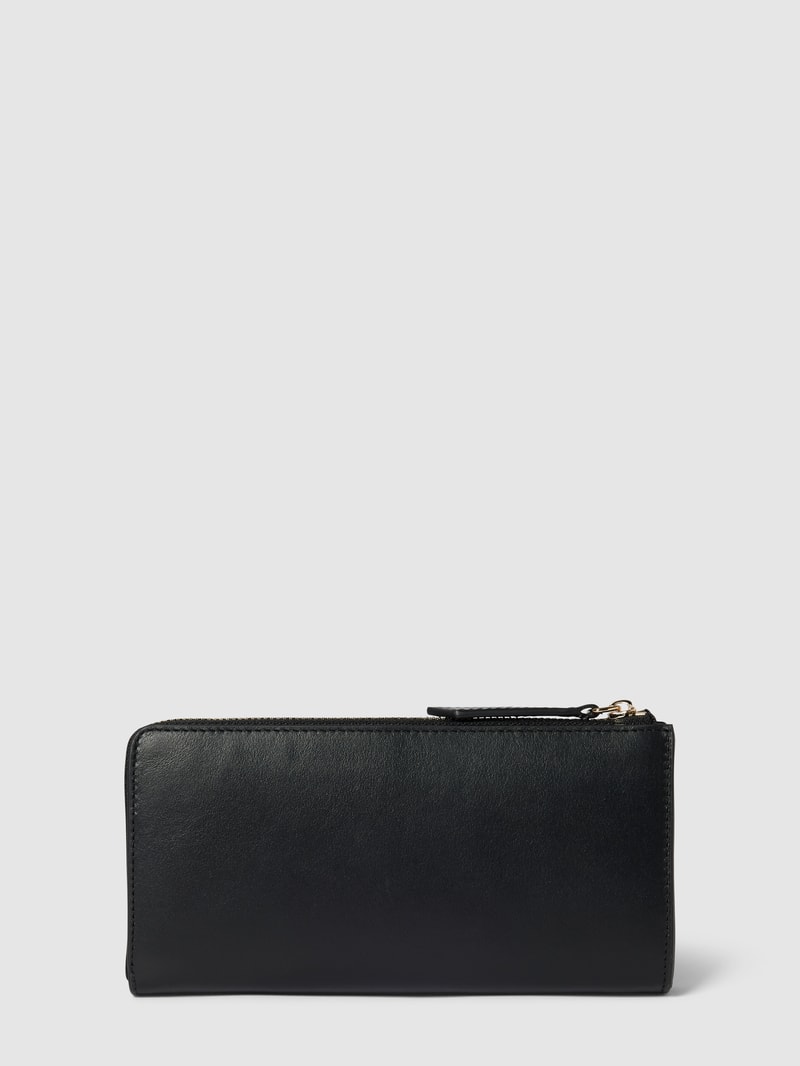 Portemonnaie mit Label-Applikation in schwarz