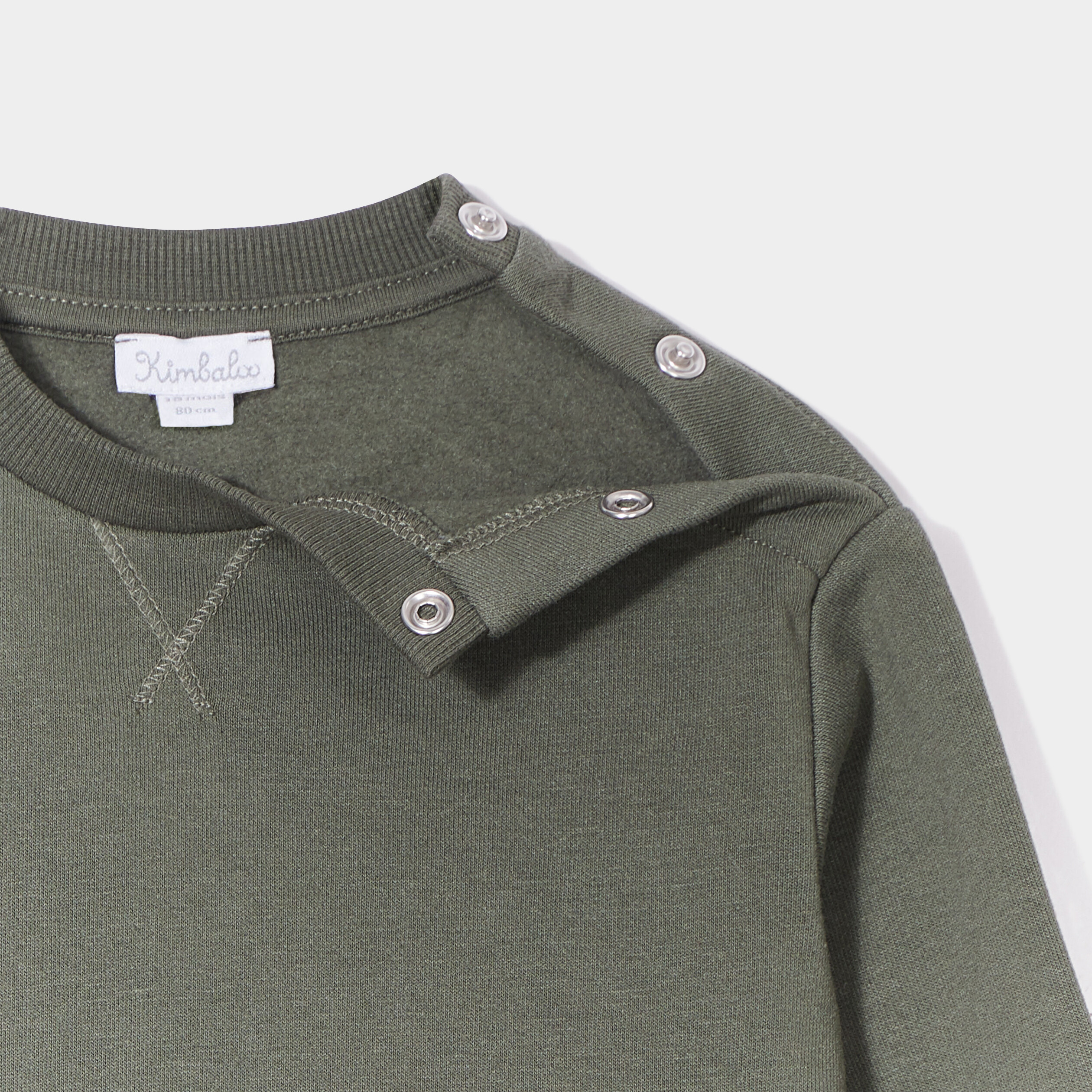 Sweat épaule boutonnée avec poche vert kaki bébé garçon | La Halle