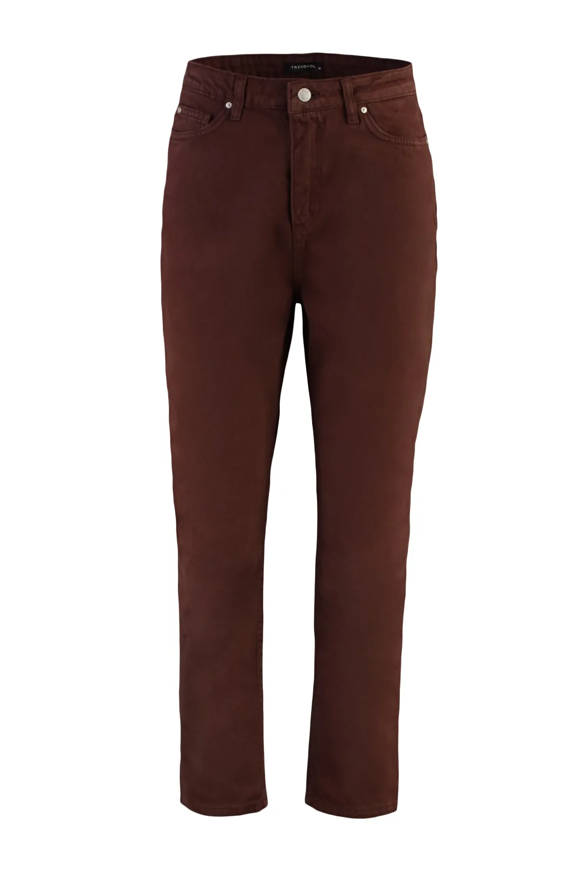 Trendyol Collection  Braune Mom-Jeans mit hoher Taille