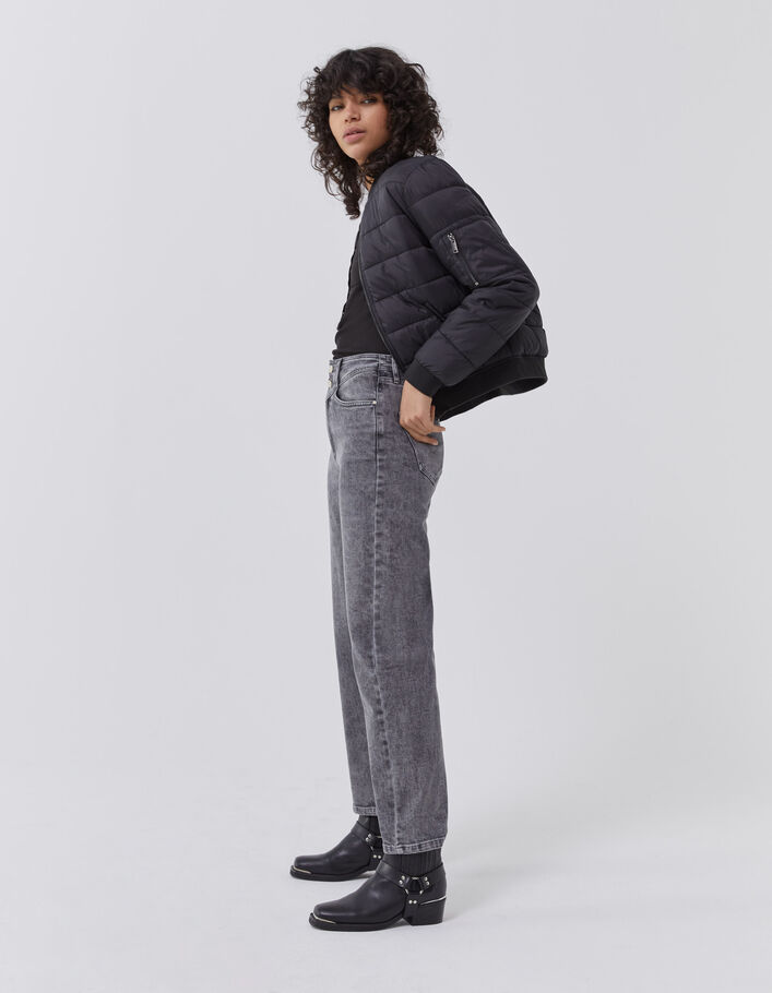 Jean slouchy en coton BCI gris longueur cropped femme