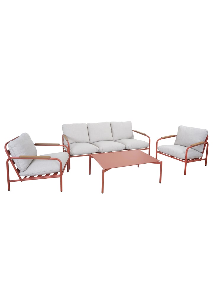 MCW Aluminium-Gartengarnitur O11, Terrakotta Polster beige günstig kaufen onesize