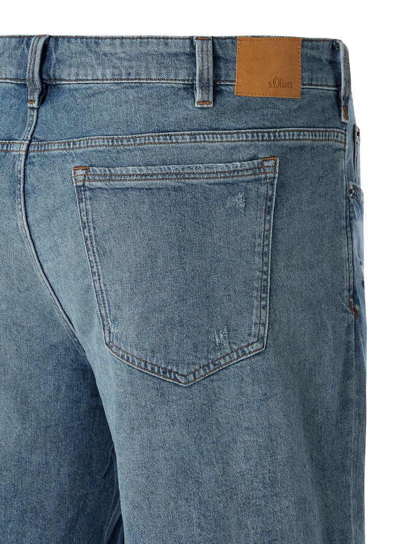 PLUS SIZE Relaxed Fit Jeansshorts mit Stretch-Anteil Modell 'Casby' in blau meliert