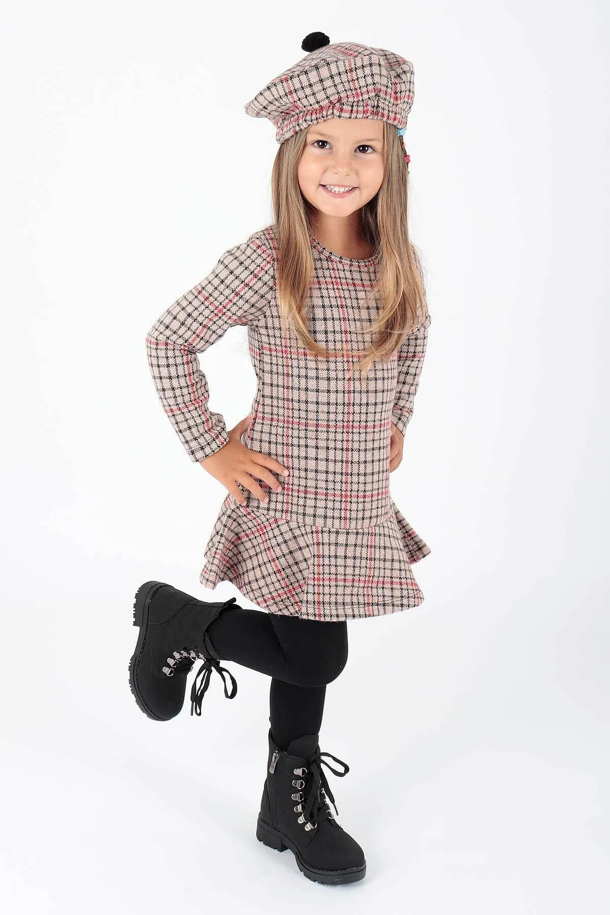 AHENGİM  Trendkleid mit Hut und Volant für Mädchen Ak2200