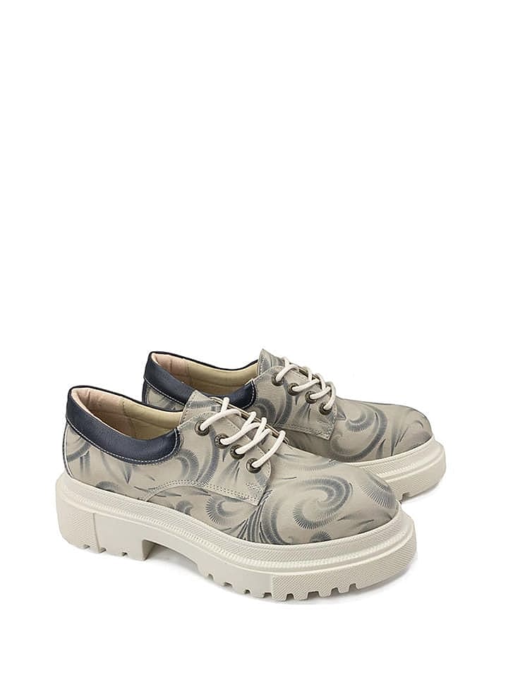 Goby Schnürschuhe in Beige/ Dunkelblau günstig kaufen 36